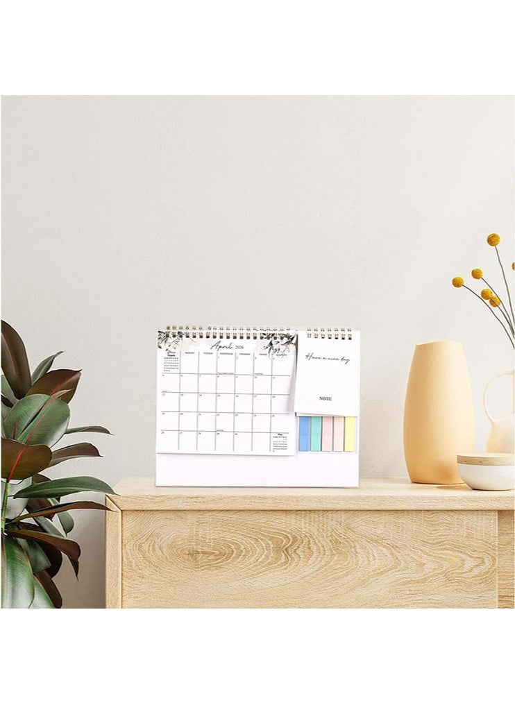 Small Desk Calendar 2026, Beautiful Small Desktop Calendar, Standing Flip Desktop Calendar with Mini Notebook and Sticky Notes for Home School Office Organizing - Image 4